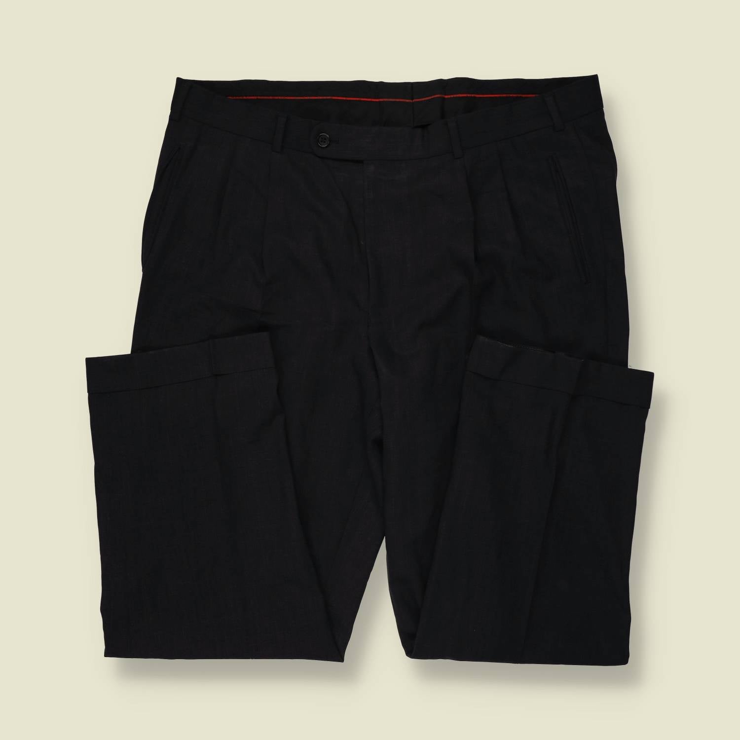 1980s | Hiltl | Wool Pleated Trousers | Black - w40
