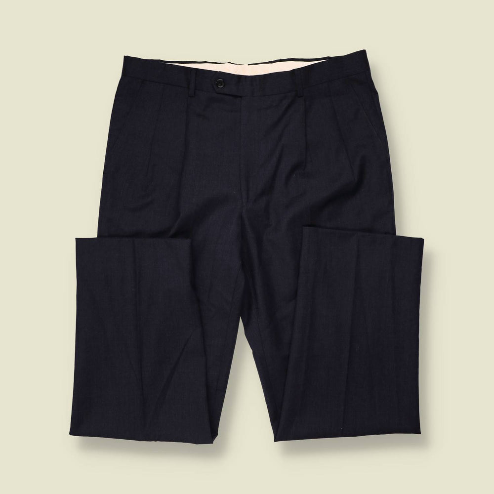 1980s | Pleated Trousers | Navy - w36