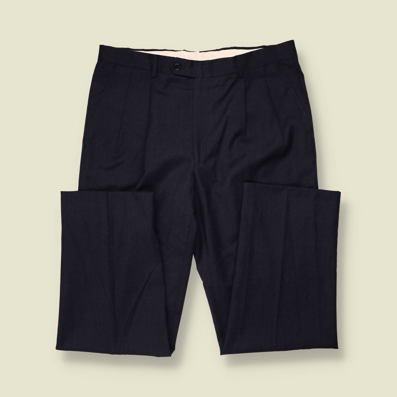 1980s | Pleated Trousers | Navy - w36