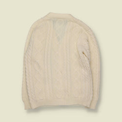 1970s | Cable Knit Cardigan | Cream - M
