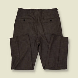1980s | Glen Check Pleated Trousers | Brown - w34