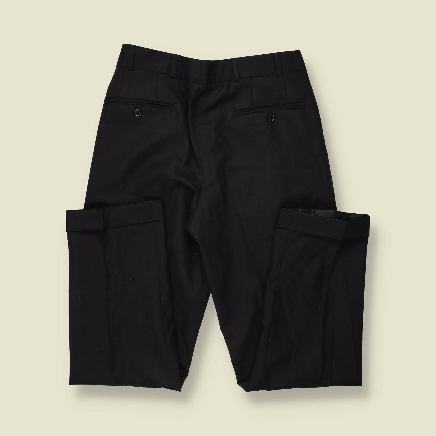 1980s | Wool Pleated Trousers | Black - w32
