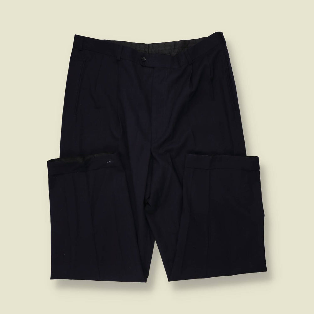 1970s | Pleated Trousers | Navy - w38