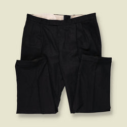1980s | Wool Pleated Trousers | Charcoal - w38