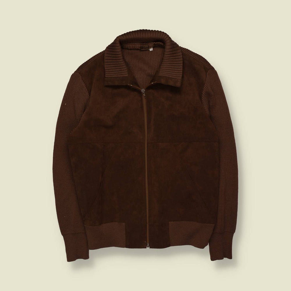1970s | Suede-Effect Knit Jacket | Brown - M