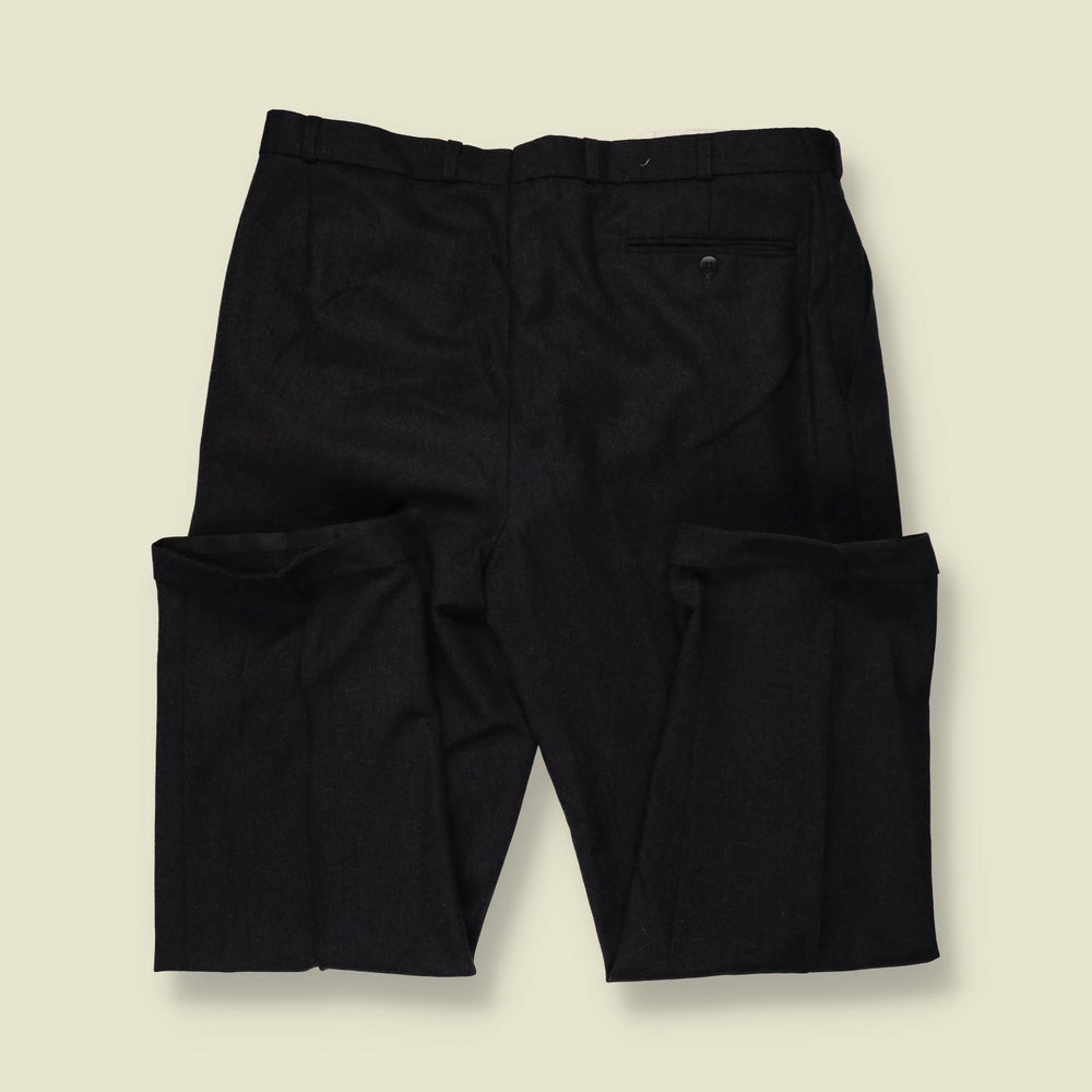 1980s | Wool Pleated Trousers | Charcoal - w38