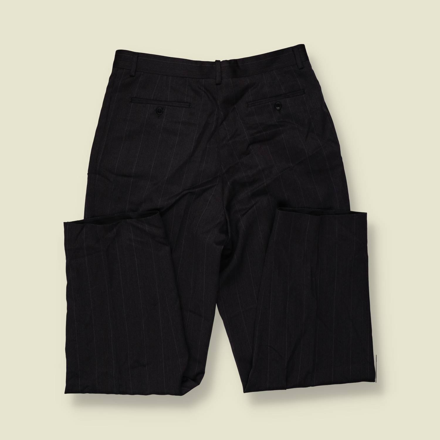 1980s | Pinstripe Pleated Trousers | Charcoal - w32