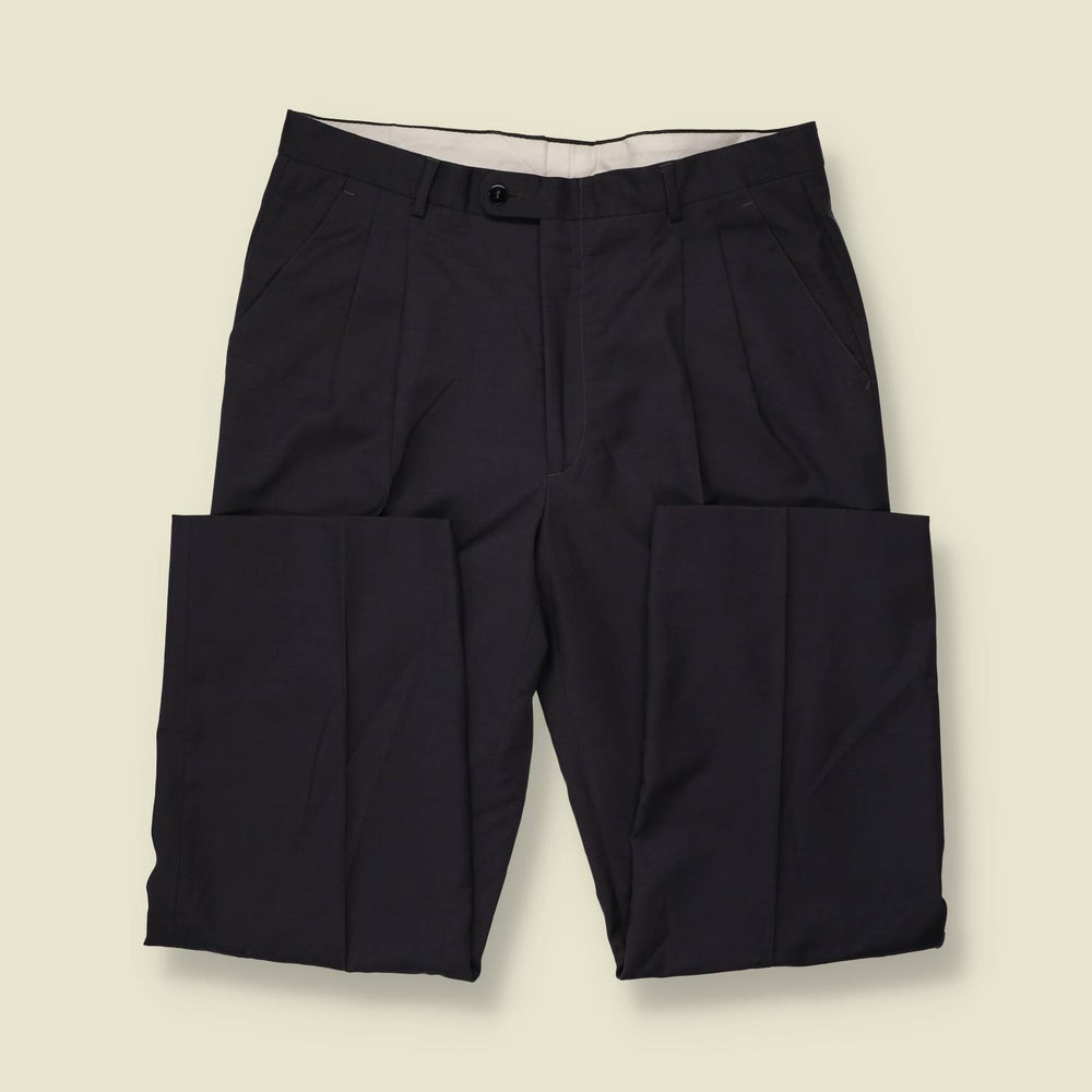 1980s | Wool Pleated Trousers | Grey - w34