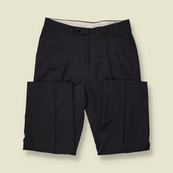 1980s | Wool Pleated Trousers | Grey - w34
