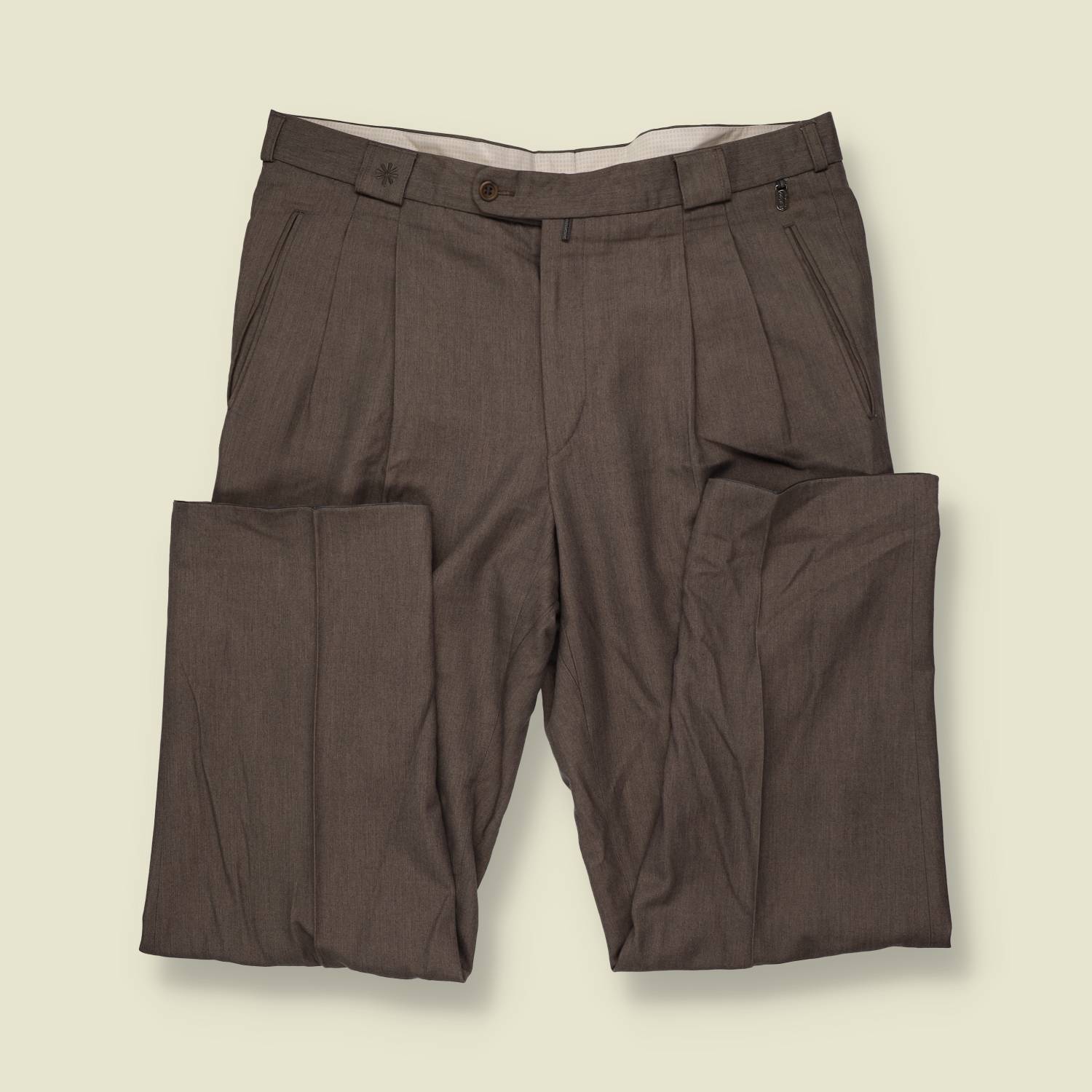 1980s | Linea Bernardo | Pleated Trousers | Taupe - w36