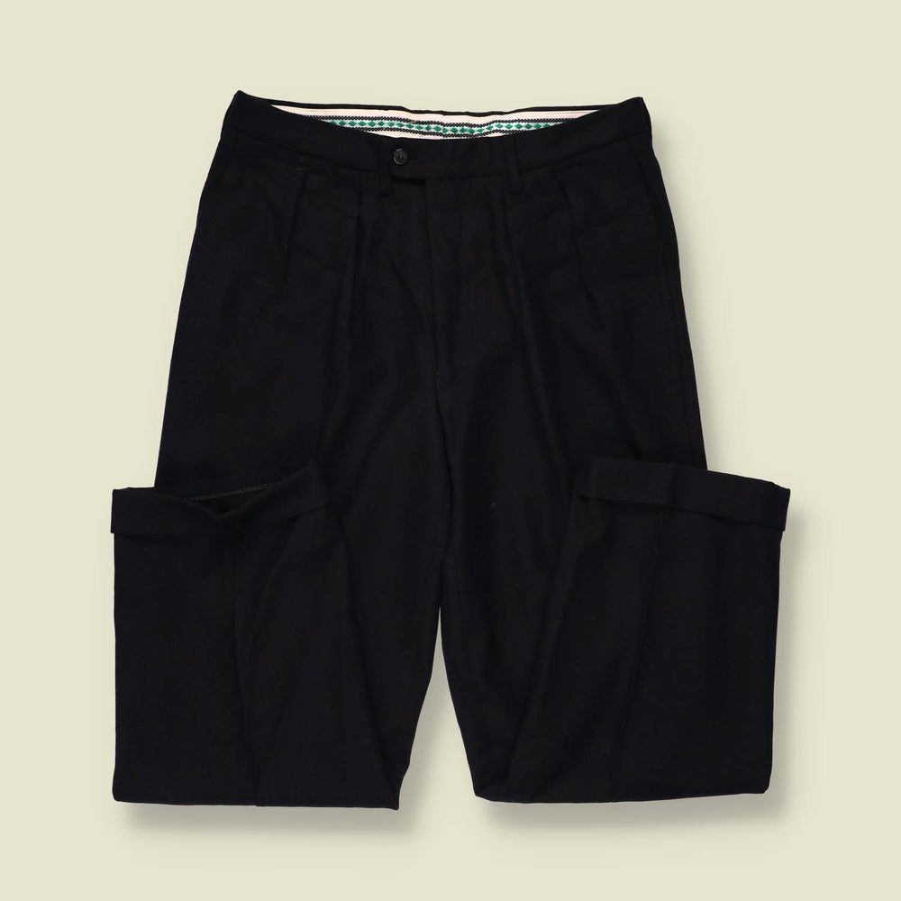 1980s | Manuel Ritz | Wool Pleated Trousers | Black - w32
