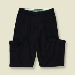1980s | Manuel Ritz | Wool Pleated Trousers | Black - w32