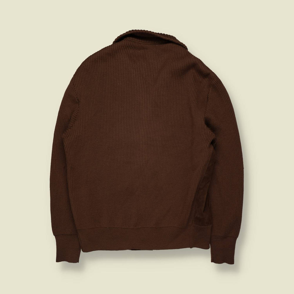 1970s | Suede-Effect Knit Jacket | Brown - M