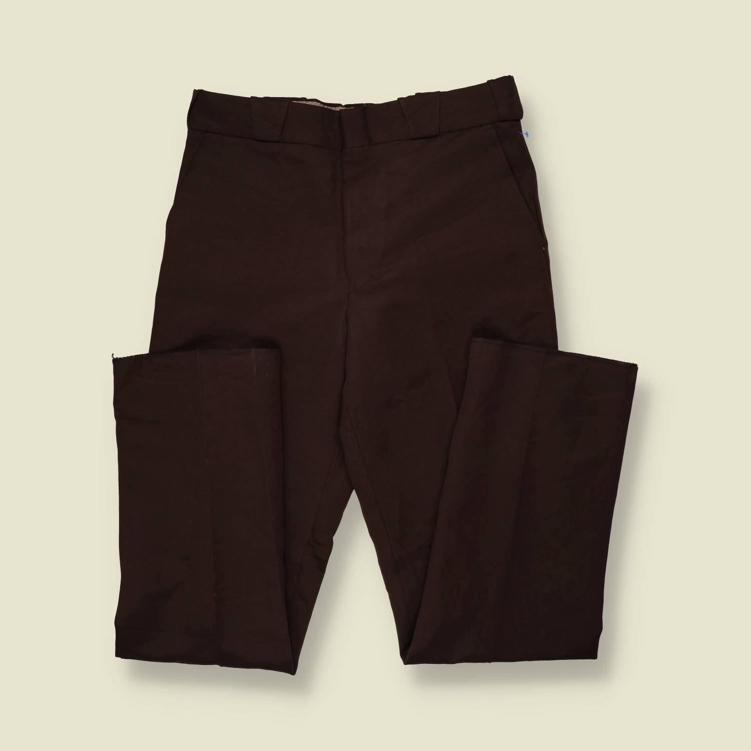 1970s | Deinheimer | Flat Front Trousers | Dark Brown - w32