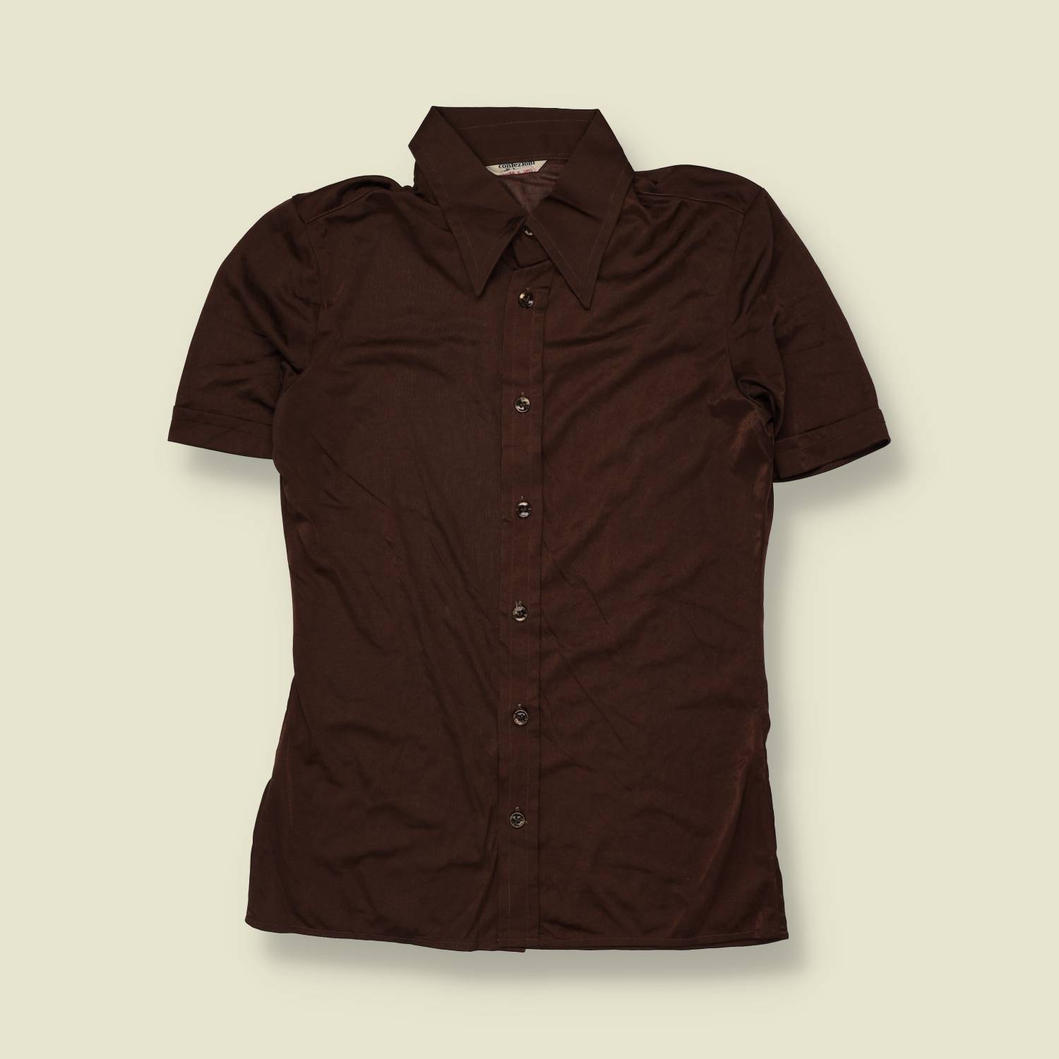 1970s | Confezioni | Short Sleeve Shirt | Brown - XS