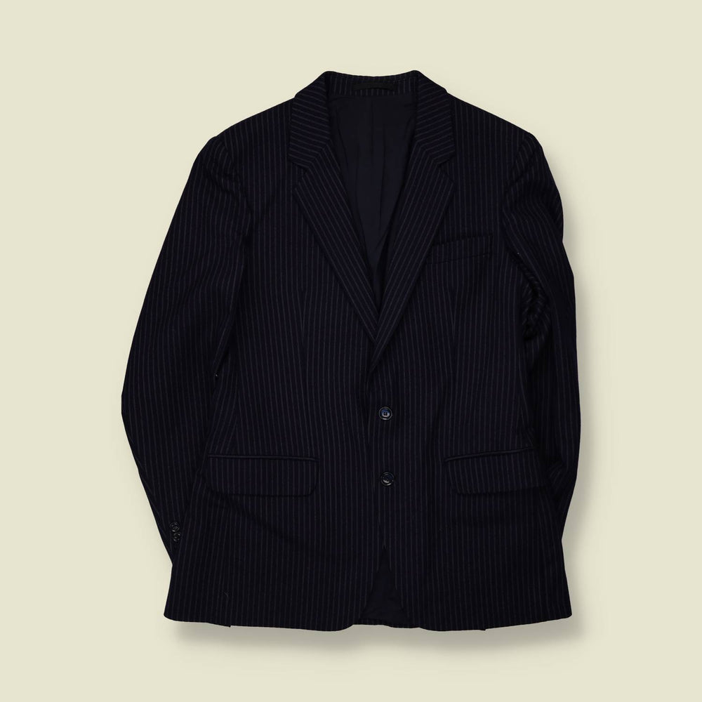 1970s | Wool Pinstripe Blazer | Navy - S