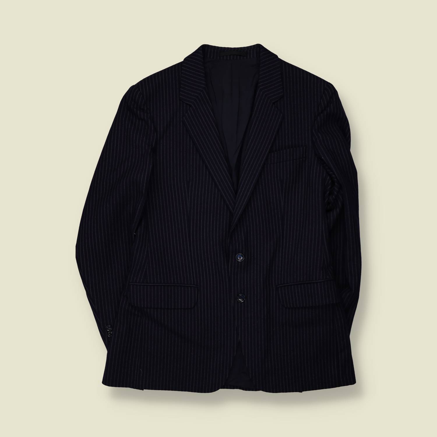 1970s | Wool Pinstripe Blazer | Navy - S