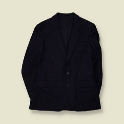 1970s | Wool Pinstripe Blazer | Navy - S
