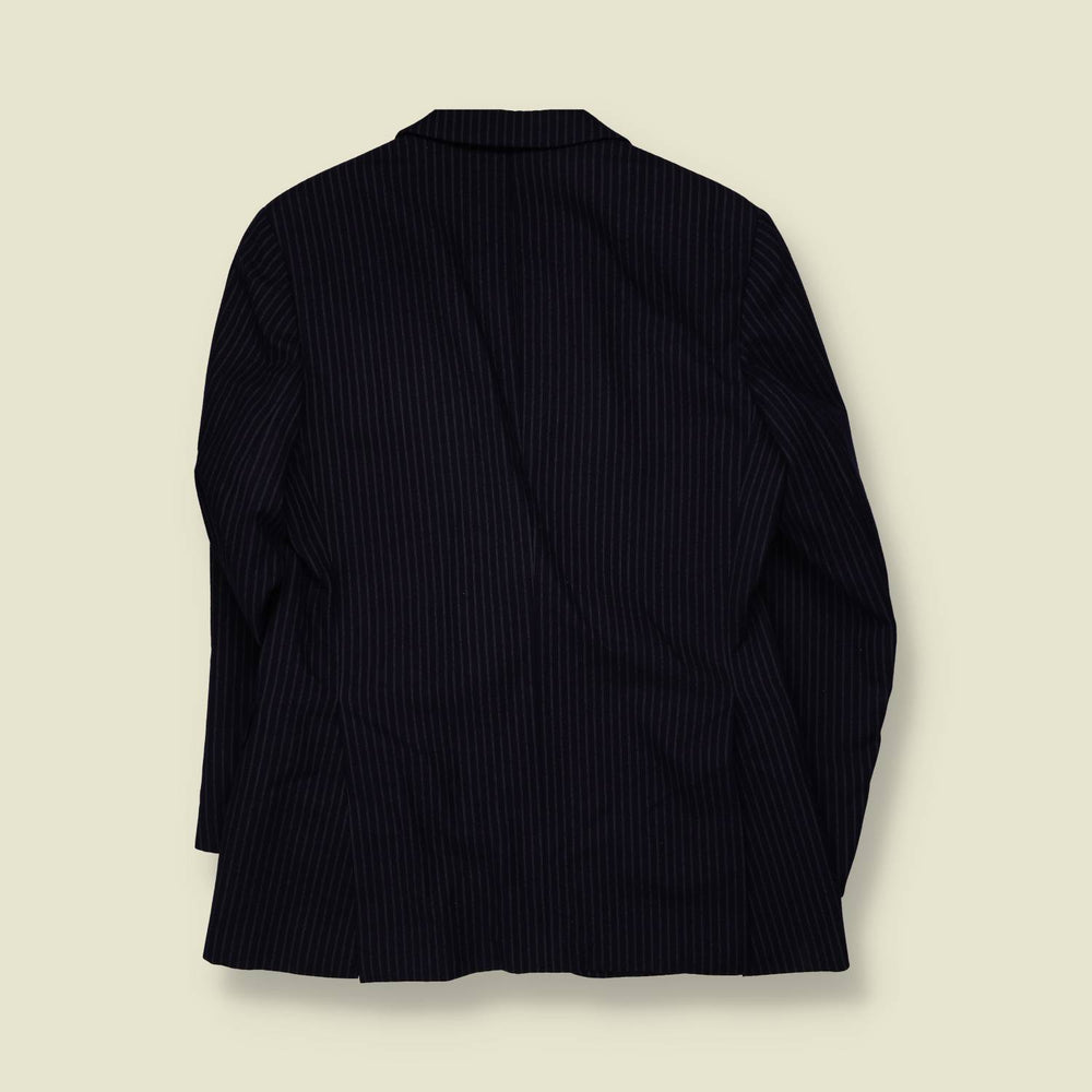 1970s | Wool Pinstripe Blazer | Navy - S
