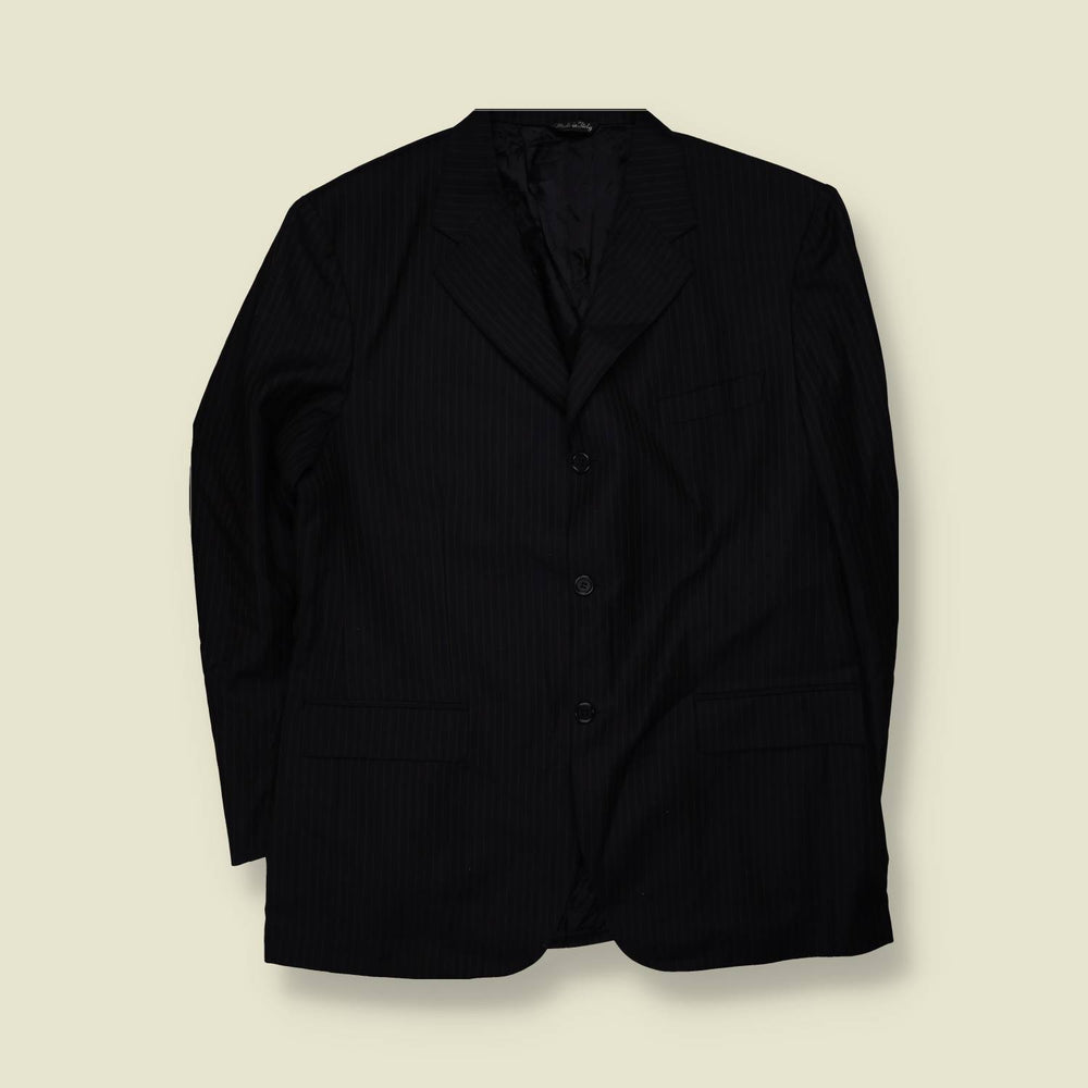 1980s | Tessito | Pinstripe Blazer | Black | Made in Italy - XL
