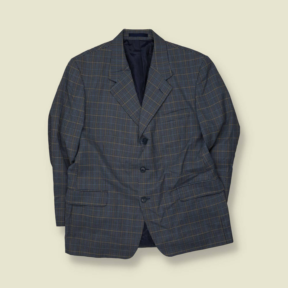 1980s | Check Blazer | Navy & Khaki - L