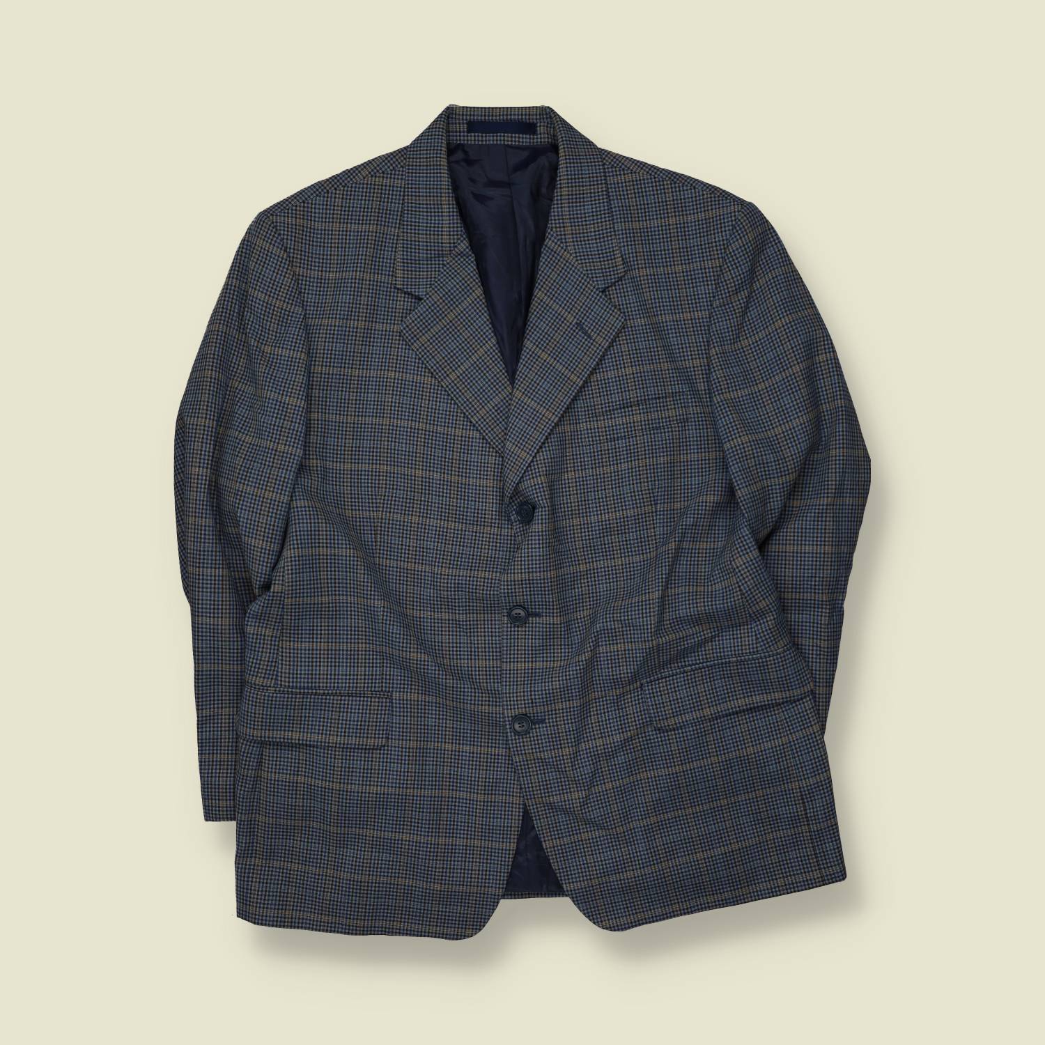 1980s | Check Blazer | Navy & Khaki - L