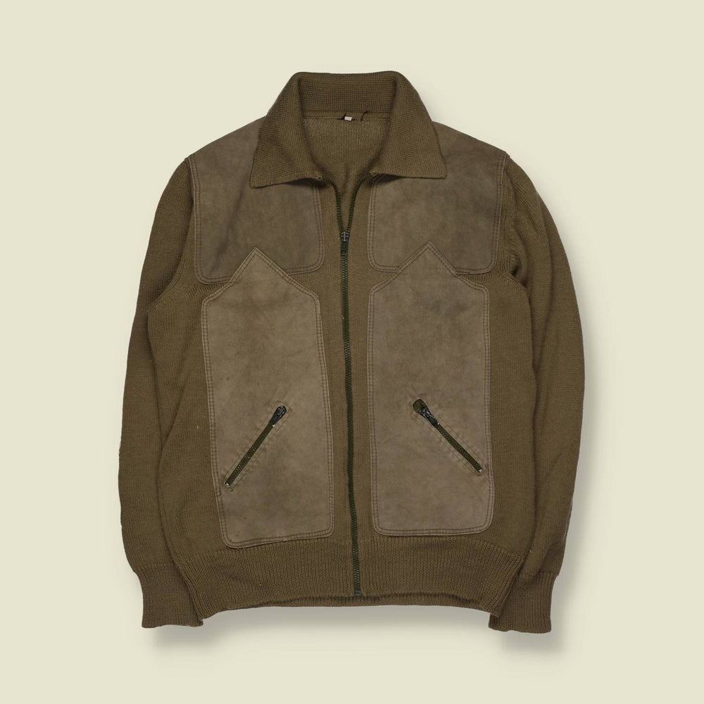 1970s | Leather & Knit Jacket | Tan - S