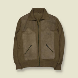 1970s | Leather & Knit Jacket | Tan - S
