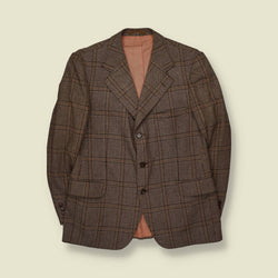 1970s | Windowpane Check Blazer | Brown - M