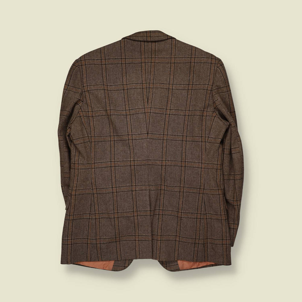 1970s | Windowpane Check Blazer | Brown - M