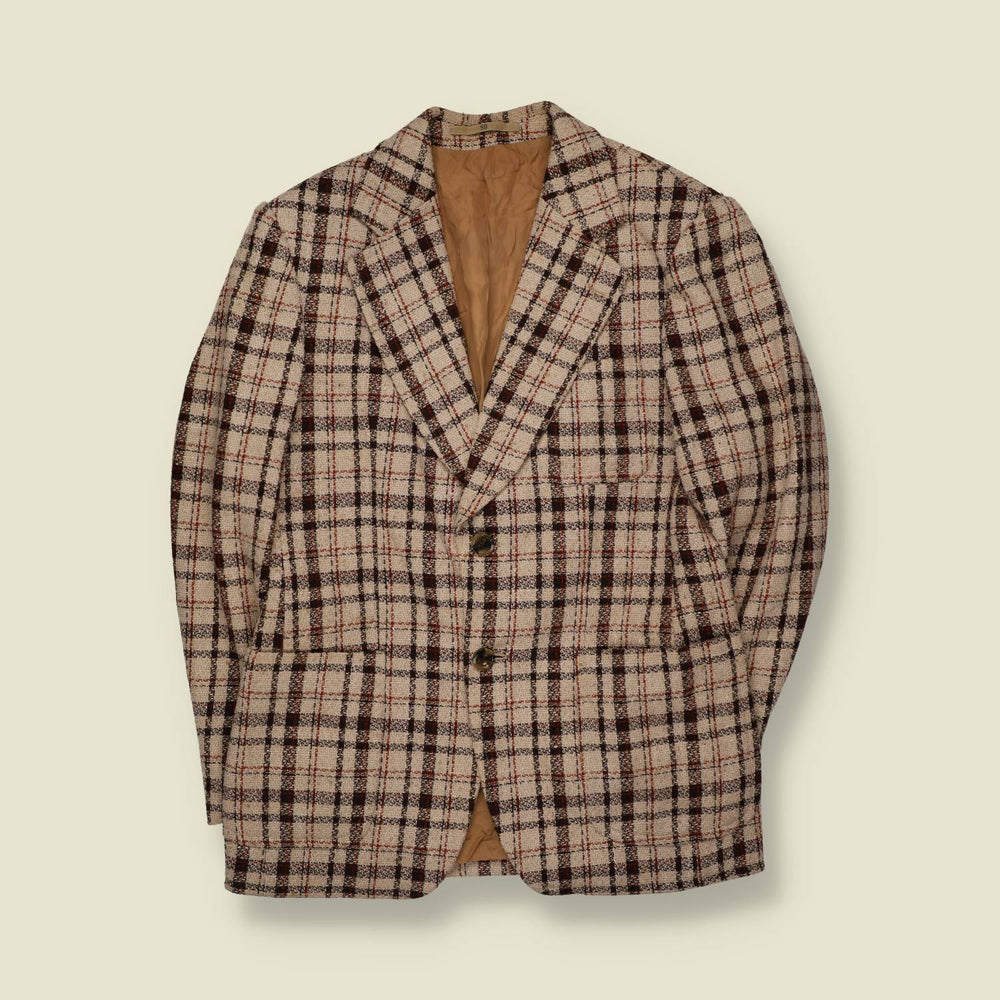 1970s | Check Blazer | Cream - S