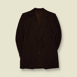 1970s | Virgin Wool Pinstripe Blazer | Dark Brown - XXS