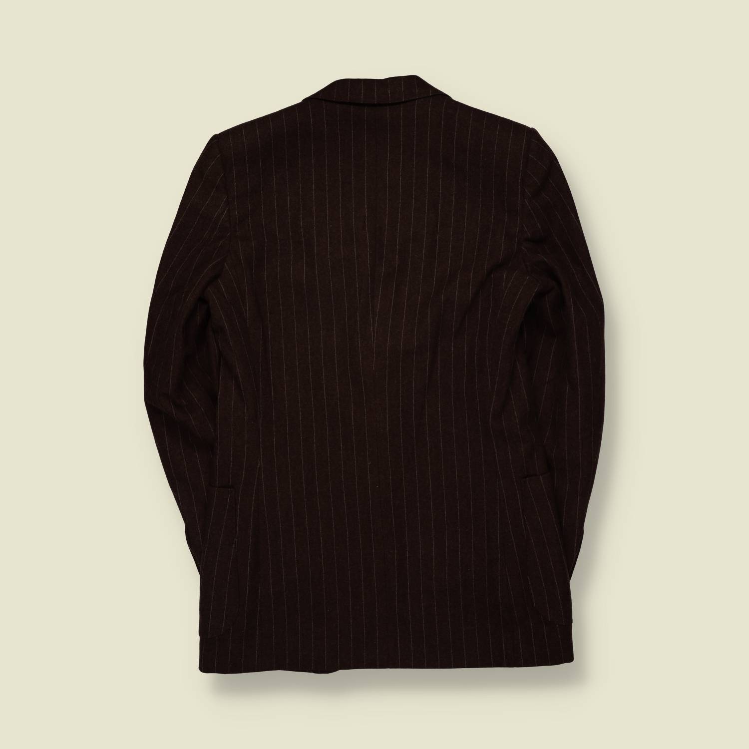 1970s | Virgin Wool Pinstripe Blazer | Dark Brown - XXS