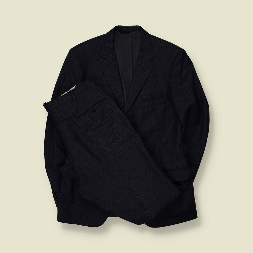 1970s | Two-Piece Suit | Navy | Pleated Trousers - S