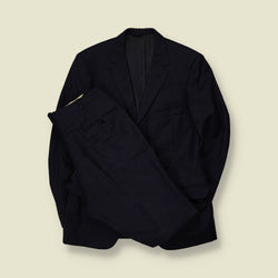 1970s | Two-Piece Suit | Navy | Pleated Trousers - S