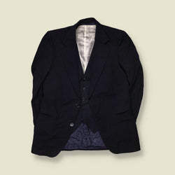 1970s | Three-Piece Suit | Blue-Grey | Pure Wool - XXS-XS