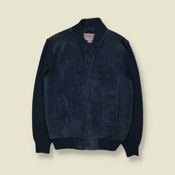 1970s | Westchester Classics | Leather & Knit Jacket | Navy - M