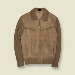 1970s | CBA | Leather & Knit Jacket | Sand - XS