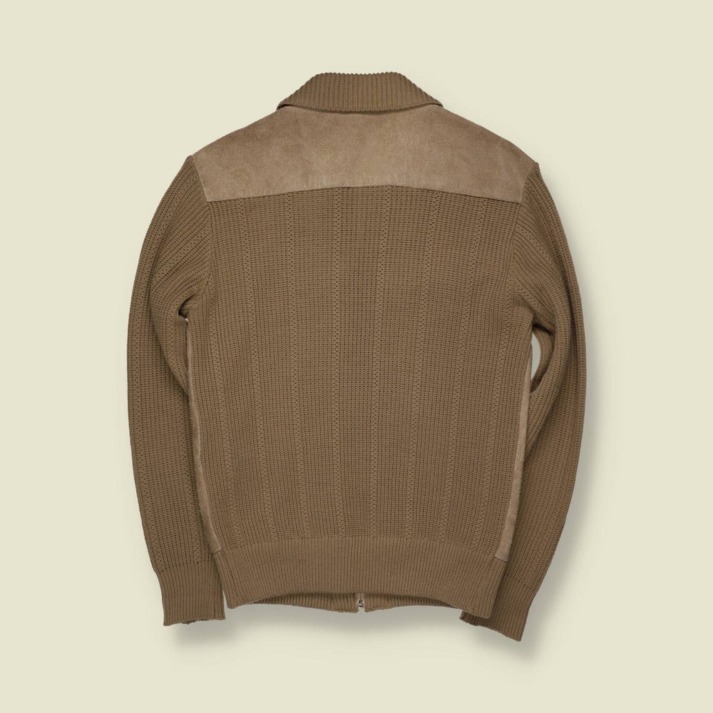 1970s | CBA | Leather & Knit Jacket | Sand - XS