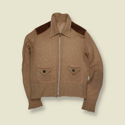 1970s | Knit Zip Jacket | Camel - XXS