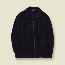 1970s | Poly Suede & Knit Jacket | Navy - M
