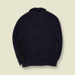 1970s | Poly Suede & Knit Jacket | Navy - M
