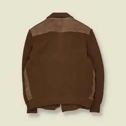 1970s | C&A | Leather & Knit Jacket | Tan - XL