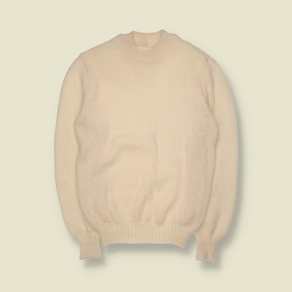 1970s | Cable Knit Jumper | Cream - XXS