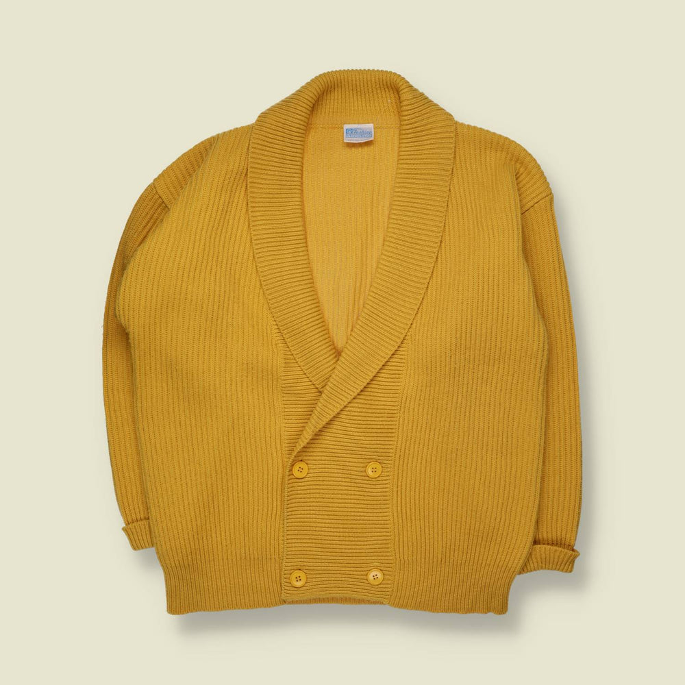 1970s | Double-Breasted Cardigan | Mustard - XL