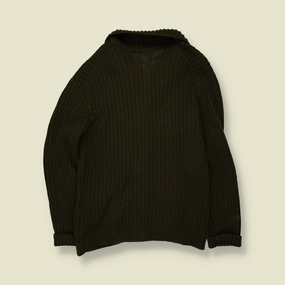 1970s | Wool Cardigan | Dark Brown - XXS