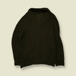 1970s | Wool Cardigan | Dark Brown - XXS