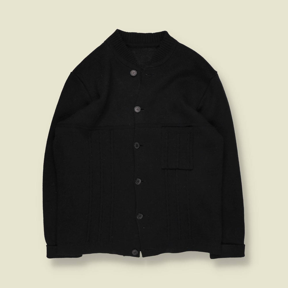 1970s | Knit Cardigan | Black - L
