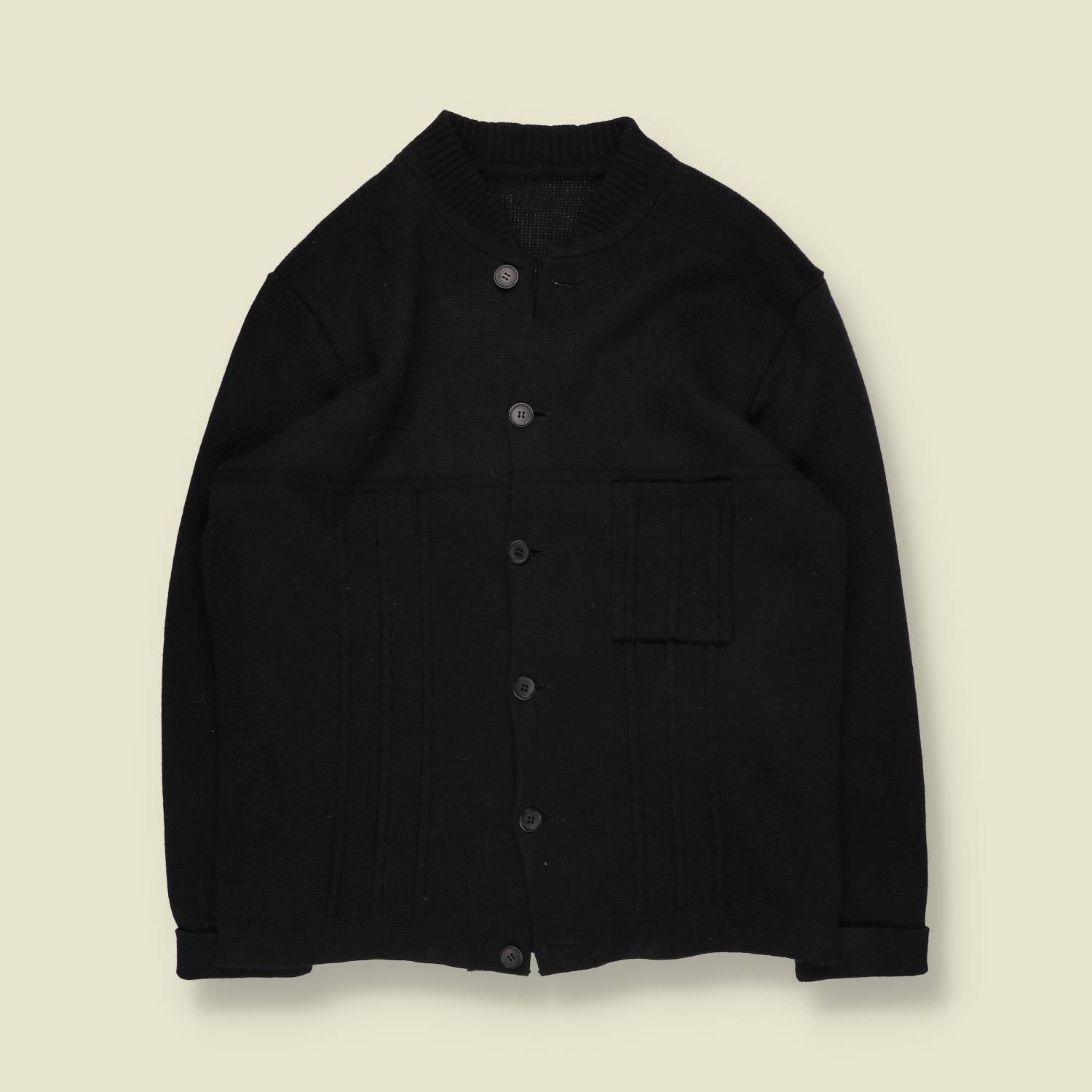 1970s | Knit Cardigan | Black - L