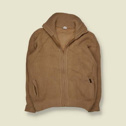 1970s | Zip Knit Cardigan | Camel - L
